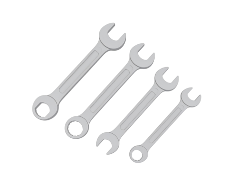 Four different sized wrenches arranged diagonally