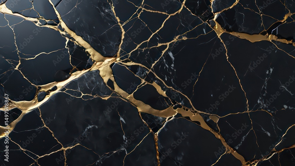 Aufkleber dark stone texture with intricate golden veins creating a luxurious abstract pattern