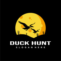 duck hunting logo, wild duck hunting vector logo style