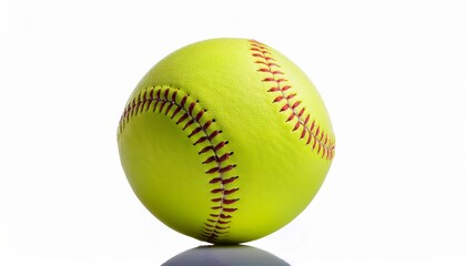 fluorescent neon yellow softball isolated on white background