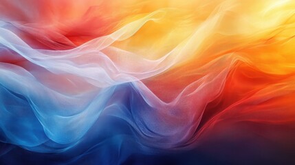 Obraz premium Abstract colorful flowing waves with gradients of blue, orange, red. Perfect for backgrounds, graphics, and creative projects requiring depth.