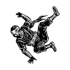 A vintage style illustration of parkour