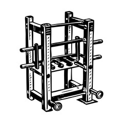 A vintage style illustration of power rack
