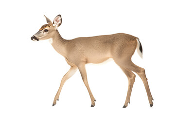 a deer walking on a white background