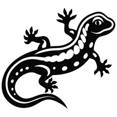 Stylized Black and White Lizard Illustration Reptile Art Design