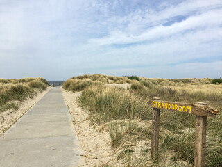 beach path in Zeeland Netherlands by the sea