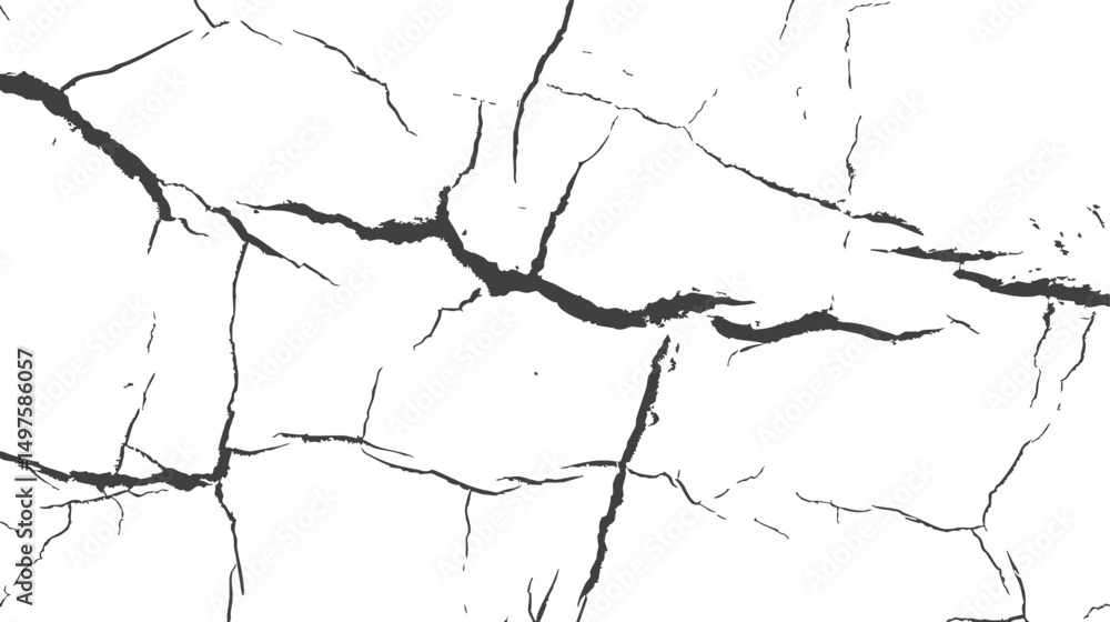 Poster surface cracks and deep fissures across textured ground. grunge cracked texture style emphasizing ru