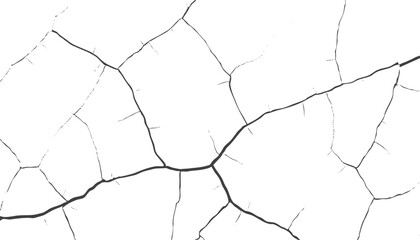 Rough ground surface with split cracks and aged marks. Grunge texture with fissures for realistic damaged look. Vector background for abstract use or design.