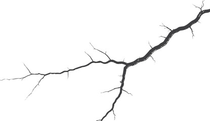 Cracked ground pattern with realistic fissure details. Grunge texture style adds aged rugged character. Vector illustration ideal for damaged surfaces or backgrounds.