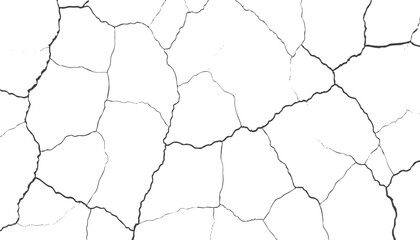 Broken ground vector showing wide cracks and fissures. Rough grunge textures with detailed split effects. Ideal for distressed surface illustrations and design.