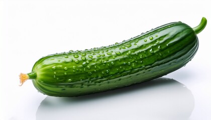 clean a fresh green cucumber isolated on white