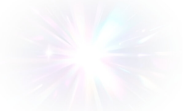 Fantasy PNG sparkle with glass prism shine, optical burst and rainbow glare, glowing lens flash, bright star reflection, iridescent overlay and colorful refraction on abstract green background

