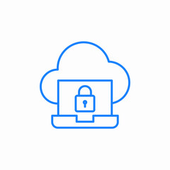 laptop cloud locked icon sign vector