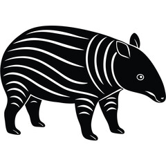 Fototapeta premium Striped Tapir Illustration Black and White Vector Graphic