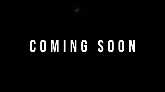 Coming Soon Anticipatory text animation announcing upcoming releases, events, or product launches. This versatile motion graphic creates excitement and builds suspense for any new venture.