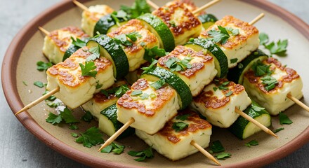 Halloumi and Zucchini Skewers