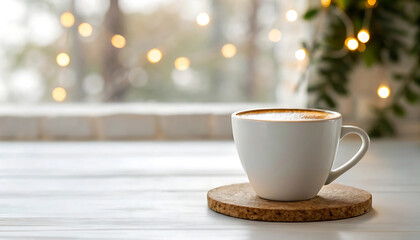 Obraz premium Cozy Winter Morning A Warm Cup of Coffee by the Window