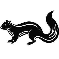 Striped Skunk Silhouette Black and White Wildlife Illustration