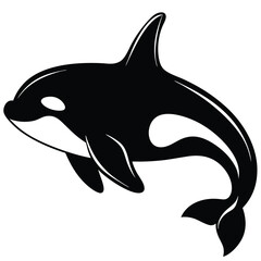 Majestic Orca Whale Silhouette Black and White Killer Whale Illustration