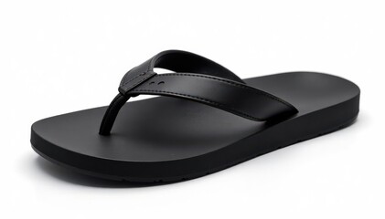 Single black flip-flop isolated on white background , object, black