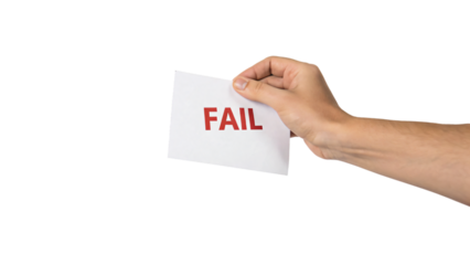 hand holding a Fail word isolated