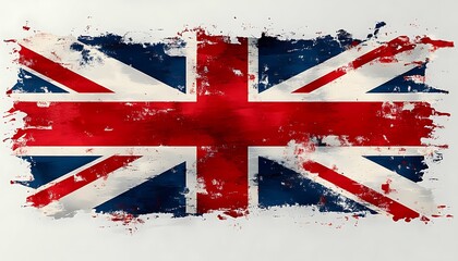 Fototapeta premium Artistic british flag illustration with textured paint effect and grunge aesthetic design
