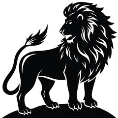 Majestic Lion A Powerful Black and White Illustration