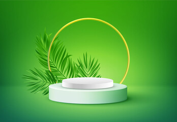 Natural podium product display with light effect