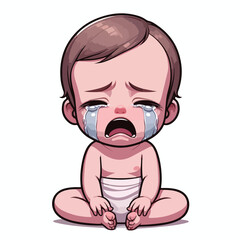 baby is crying with a cute face