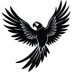 Majestic Macaw in Flight A Stunning Black and White Illustration