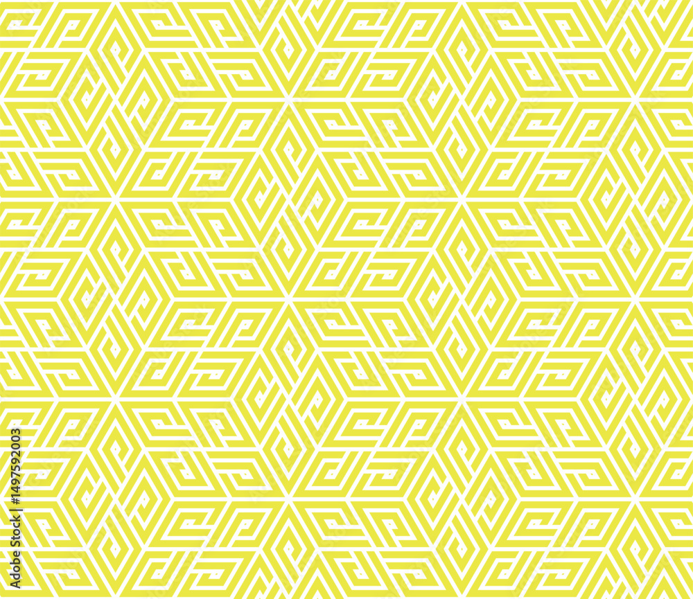 Poster Abstract geometric pattern. A seamless vector background. White and yellow ornament. Graphic modern pattern. Simple lattice graphic design