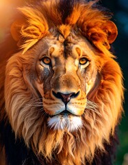 Naklejka premium beautiful detailed close up image of a lion looking at camera