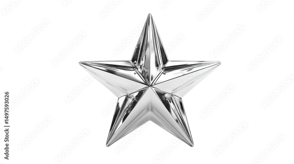 Poster isolated shiny metallic star with five points on a black background in a studio setting design eleme