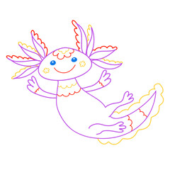 very cute axolotl with pattern swims and relaxes