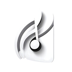 Abstract White Music Note Design on Black Background