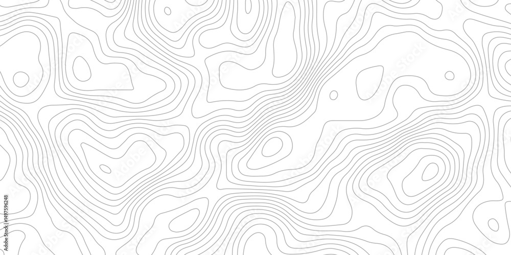 Poster white background with abstract topographic grey contour lines creating a seamless pattern design a p