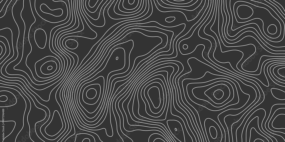 Poster dark gray abstract topographic map with white contour lines design element for modern and minimal gr