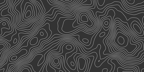 dark gray abstract topographic map with white contour lines design element for modern and minimal graphic design.