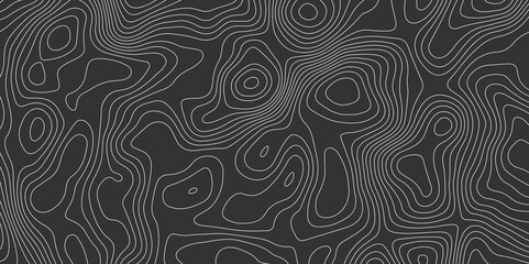 dark gray abstract topographic map with white contour lines design element for modern and minimal graphic design.