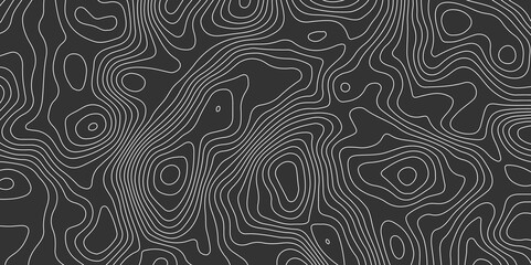 Obraz premium dark gray abstract topographic map with white contour lines design element for modern and minimal graphic design.