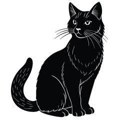 Elegant Black Cat Silhouette A Stunning Vector Illustration