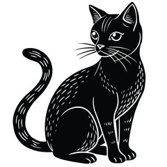 Elegant Black Cat Illustration A Classic Silhouette Design