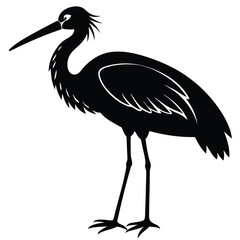 Elegant Heron Silhouette Black and White Bird Illustration