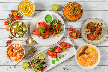 Vibrant Indian Cuisine on Rustic Table