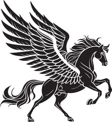Fototapeta premium winged horse silhouette abstract art transparent background