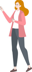 Flat Style Business Woman Standing and Presenting Illustration