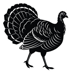 Majestic Turkey Silhouette Elegant Black and White Bird Illustration