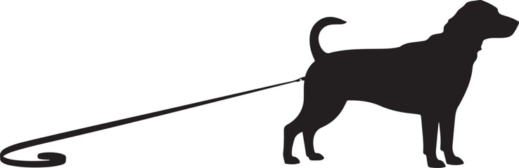 Silhouette of Dog on Leash Walking Away