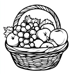 Basket filled with apples and grapes