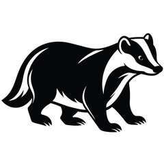 Majestic Badger Black and White Illustration